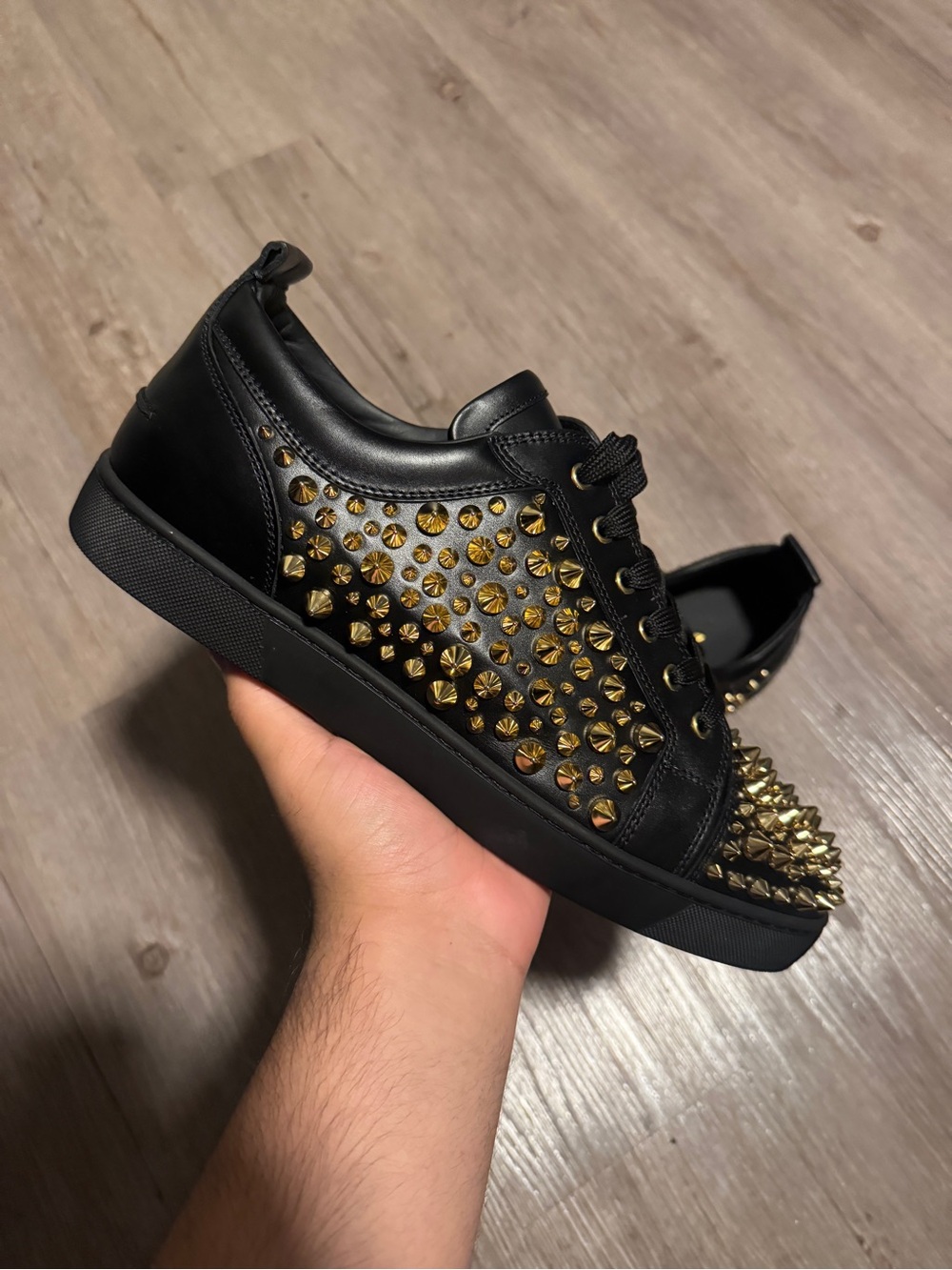 Christian Louboutin Black Louis Junior Spiked Sneakers